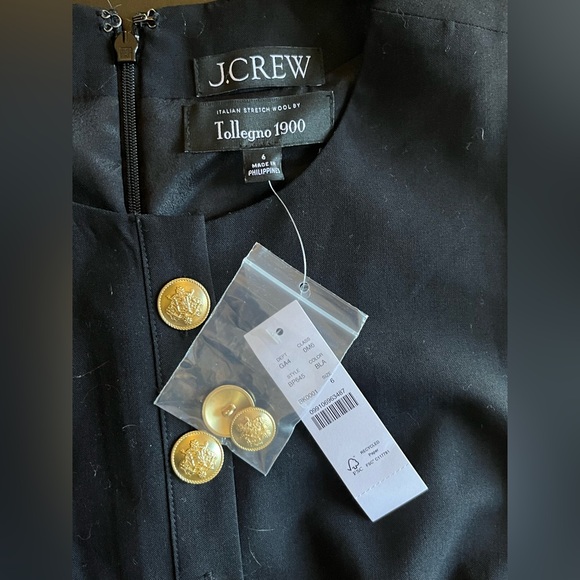 NTW J. Crew Black Tollegno 1900 Sleeveless Pleated Wool Dress - Picture 6 of 9